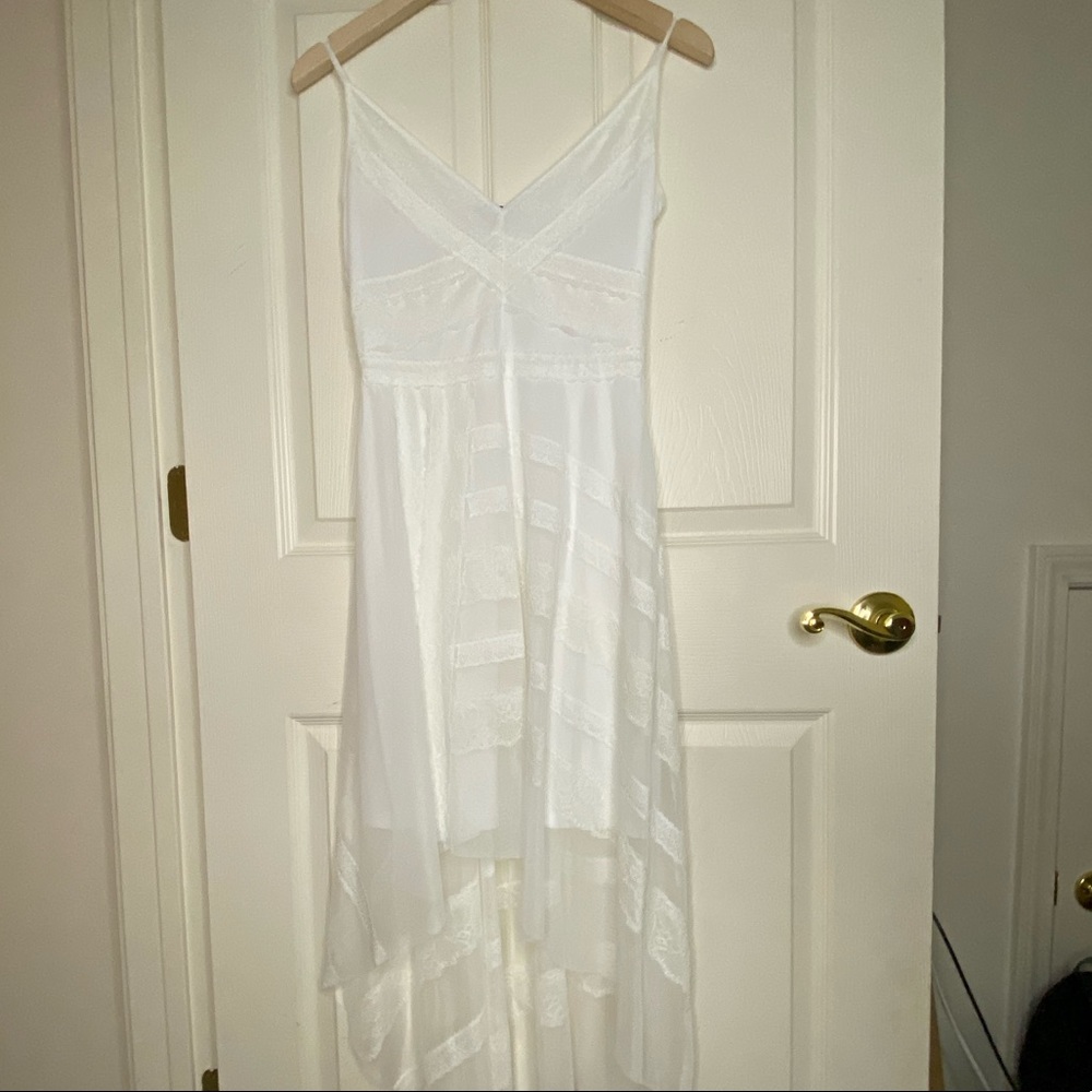 BCBG white Lace High Low Dress Size S